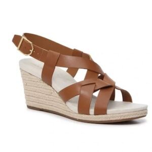 COLE HAAN Sandals Women's Size 10 Brown Crystal Slingback Espadrille Wedge